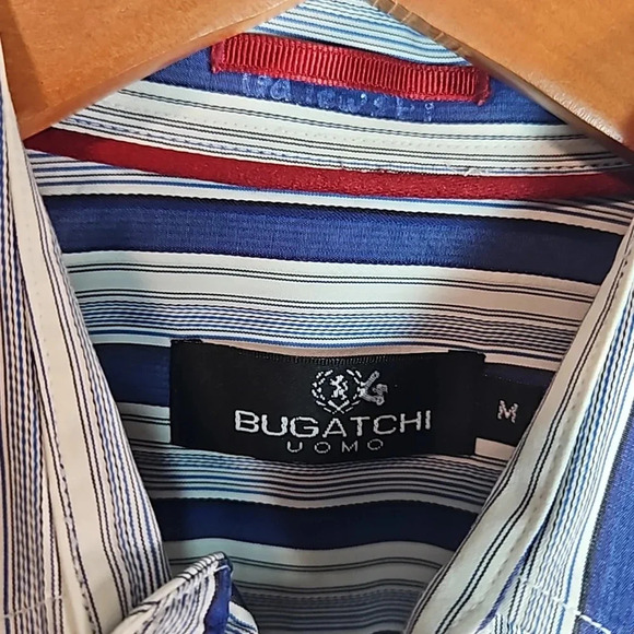Bugatchi Men's Striped Print Button Down Shirt M Medium - Picture 2 of 9